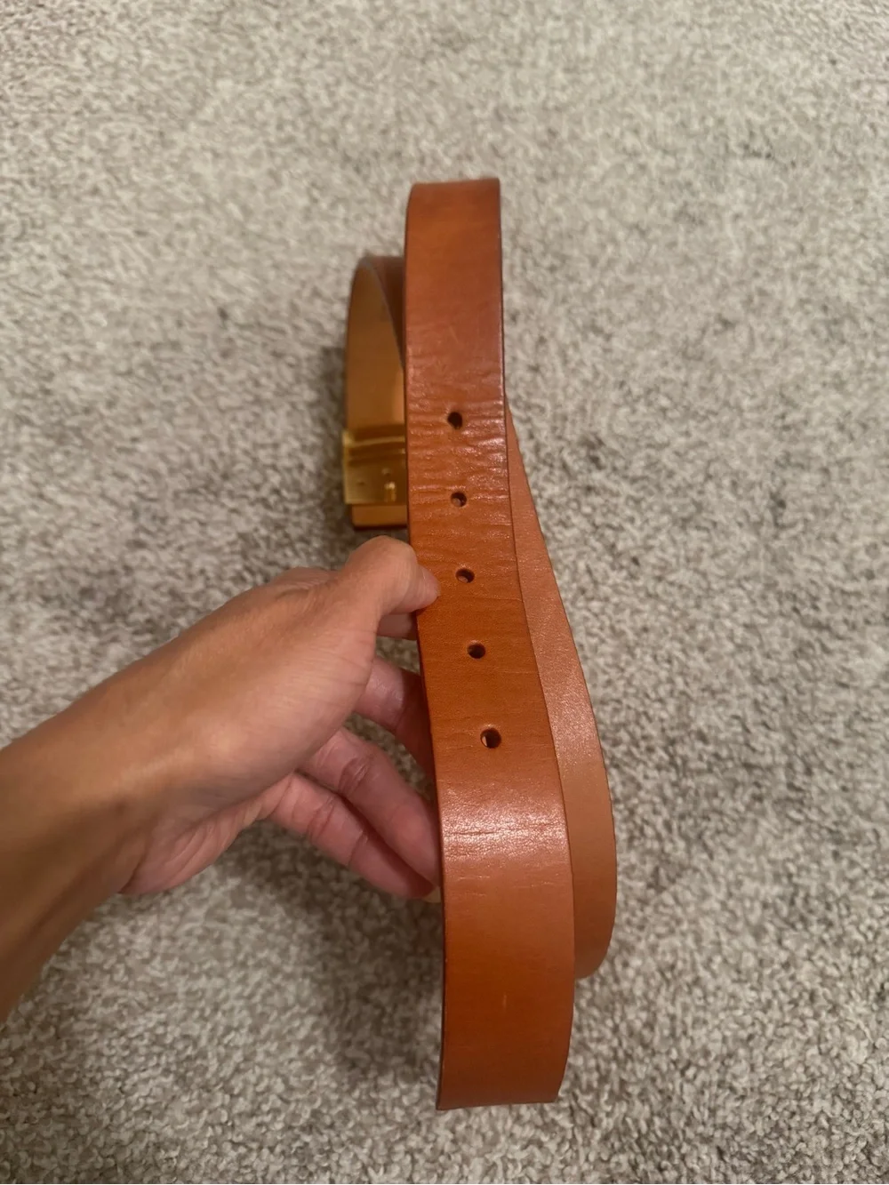 “Pre-loved” Authentic Louis Vuitton Leather Belt with Gold LV Buckle size90/36
